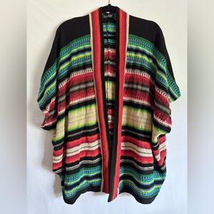 Lauren Ralph Lauren Womens Open Striped Knit Cardigan Serape Western Size L/XL